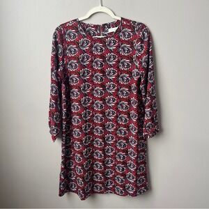 Loft Shift Dress Women's Small Red Floral Office Feminine Classic Lightweight